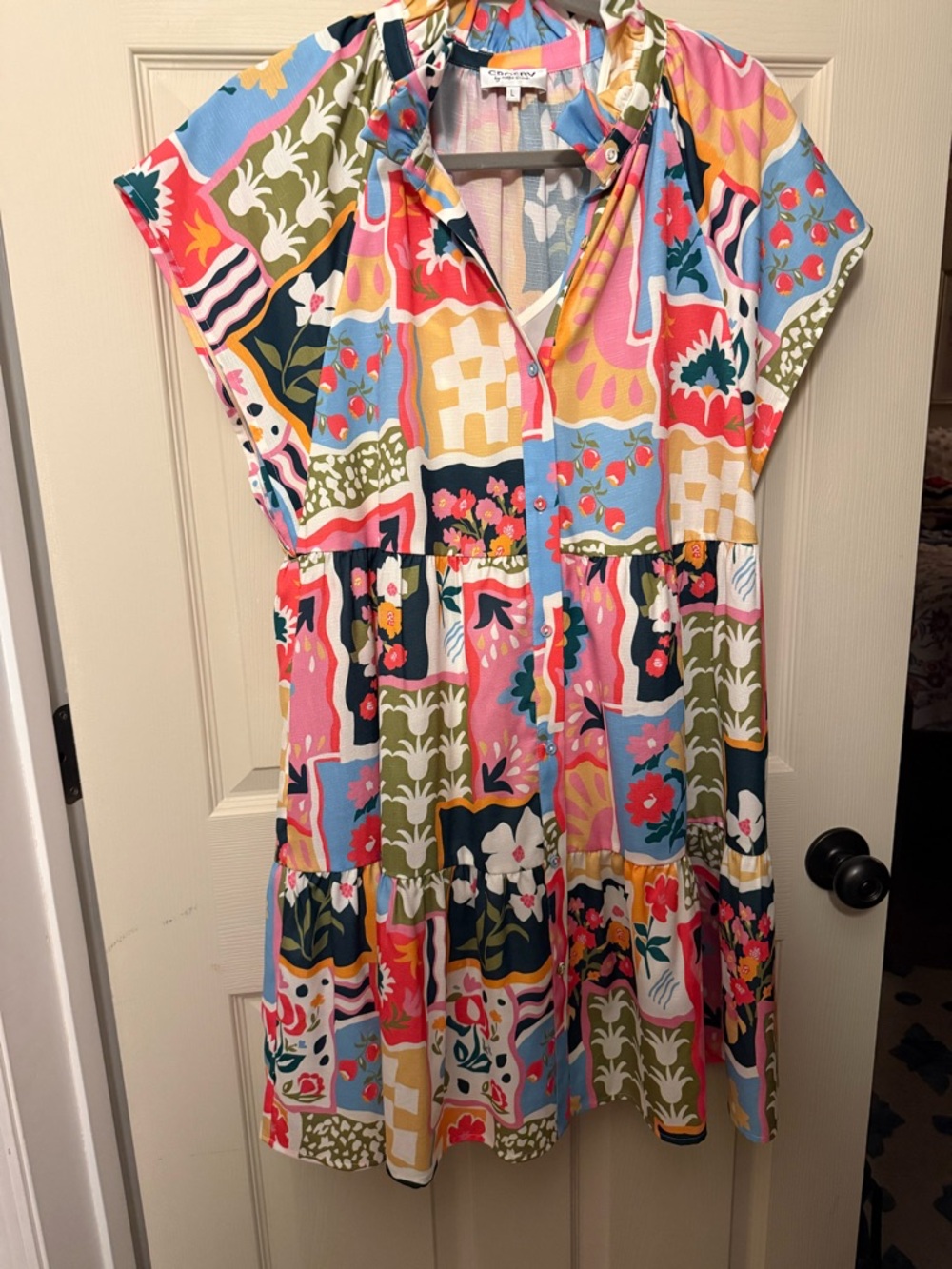 Crosby by Mollie Burch Colorful Patchwork Floral Short Dress